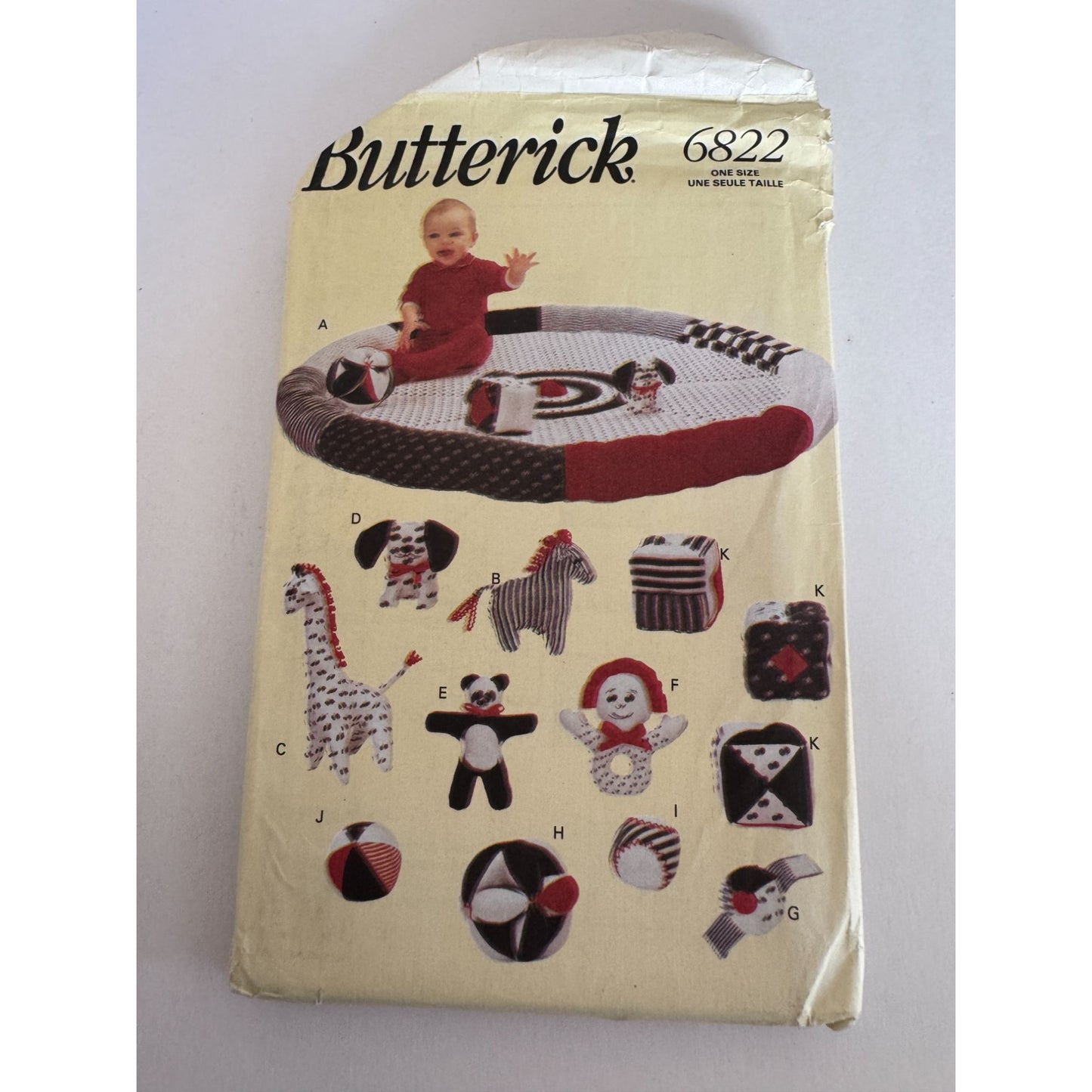 Butterick 6822 Baby Toy Sewing Pattern Quilted Playmat Educational Soft Toys Uncut
