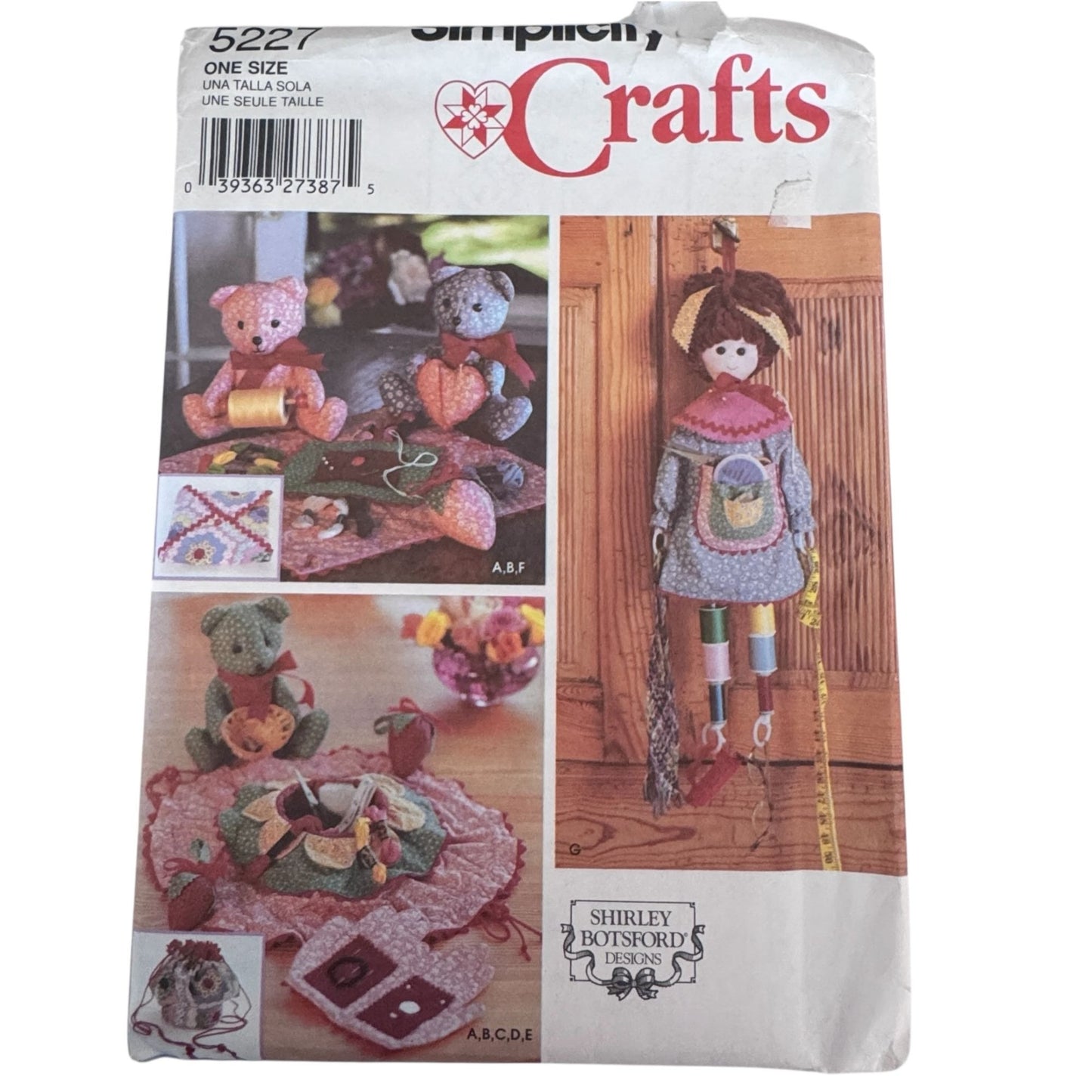 Simplicity Sewing Pattern 5227 Shirley Botsford Craft Projects Dolls Bears & Pin Cushions One Size