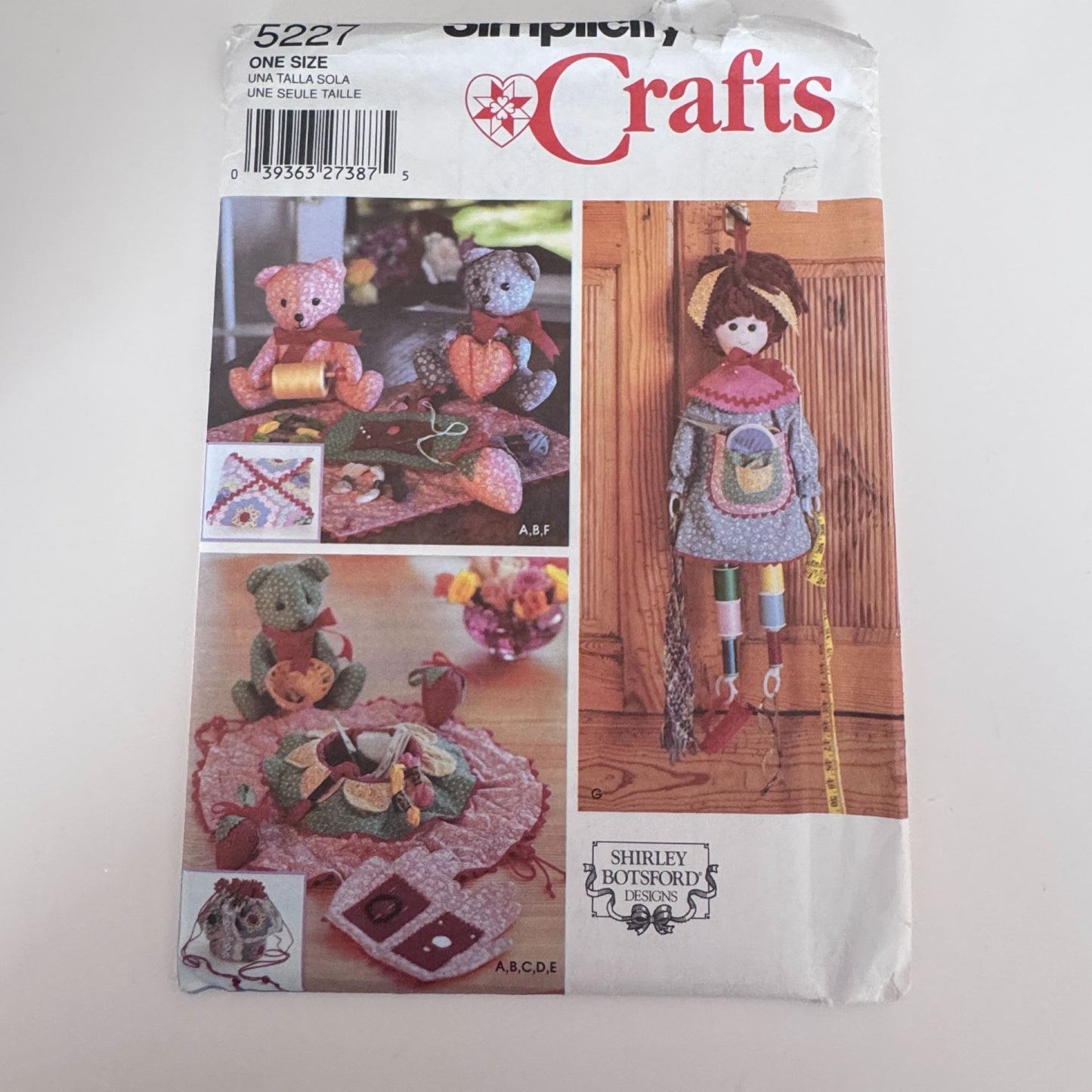 Simplicity Sewing Pattern 5227 Shirley Botsford Craft Projects Dolls Bears & Pin Cushions One Size