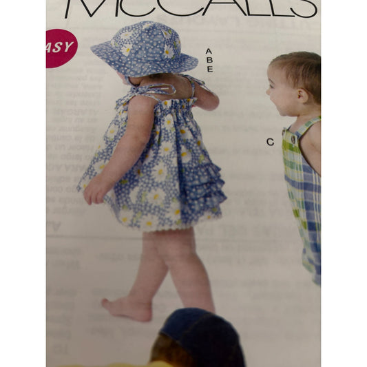 McCalls Sewing Pattern M6309 Infant Baby Dress Romper Outfit Diaper Cover Uncut