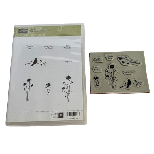 Stampin Up Clear Mount Rubber Stamp Set Silhouette Sentiments Thinking of You