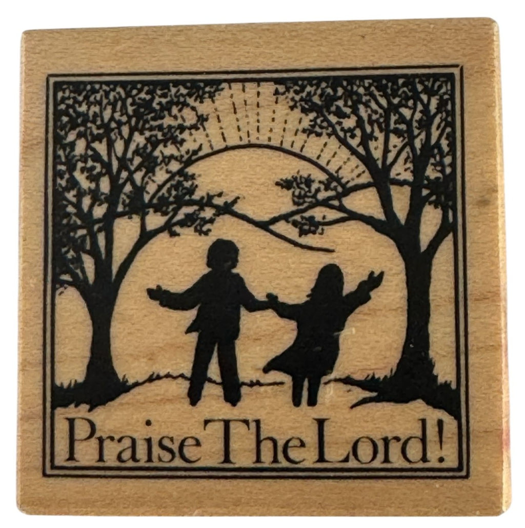 PSX Rubber Stamp Praise The Lord Silhouette Children Religious Christian E-933