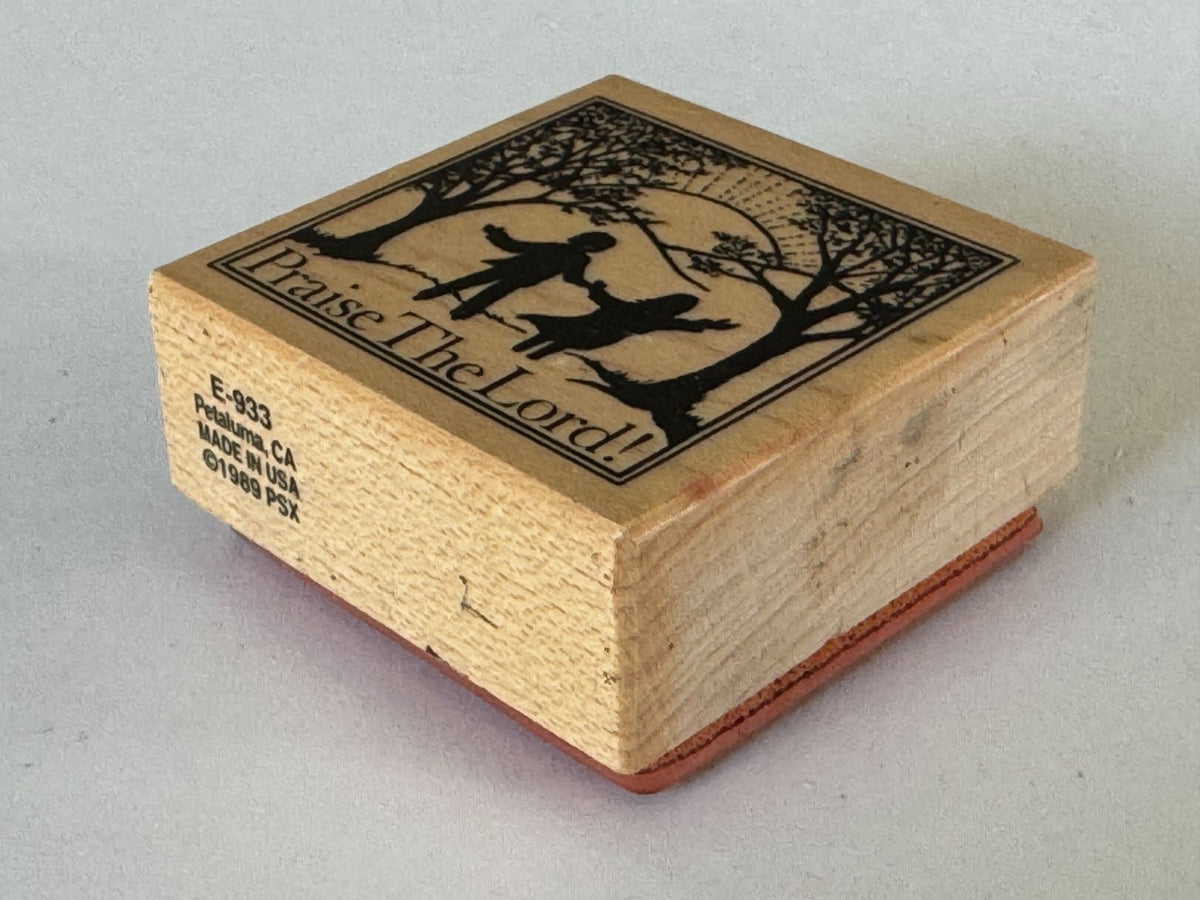 PSX Rubber Stamp Praise The Lord Silhouette Children Religious Christian E-933