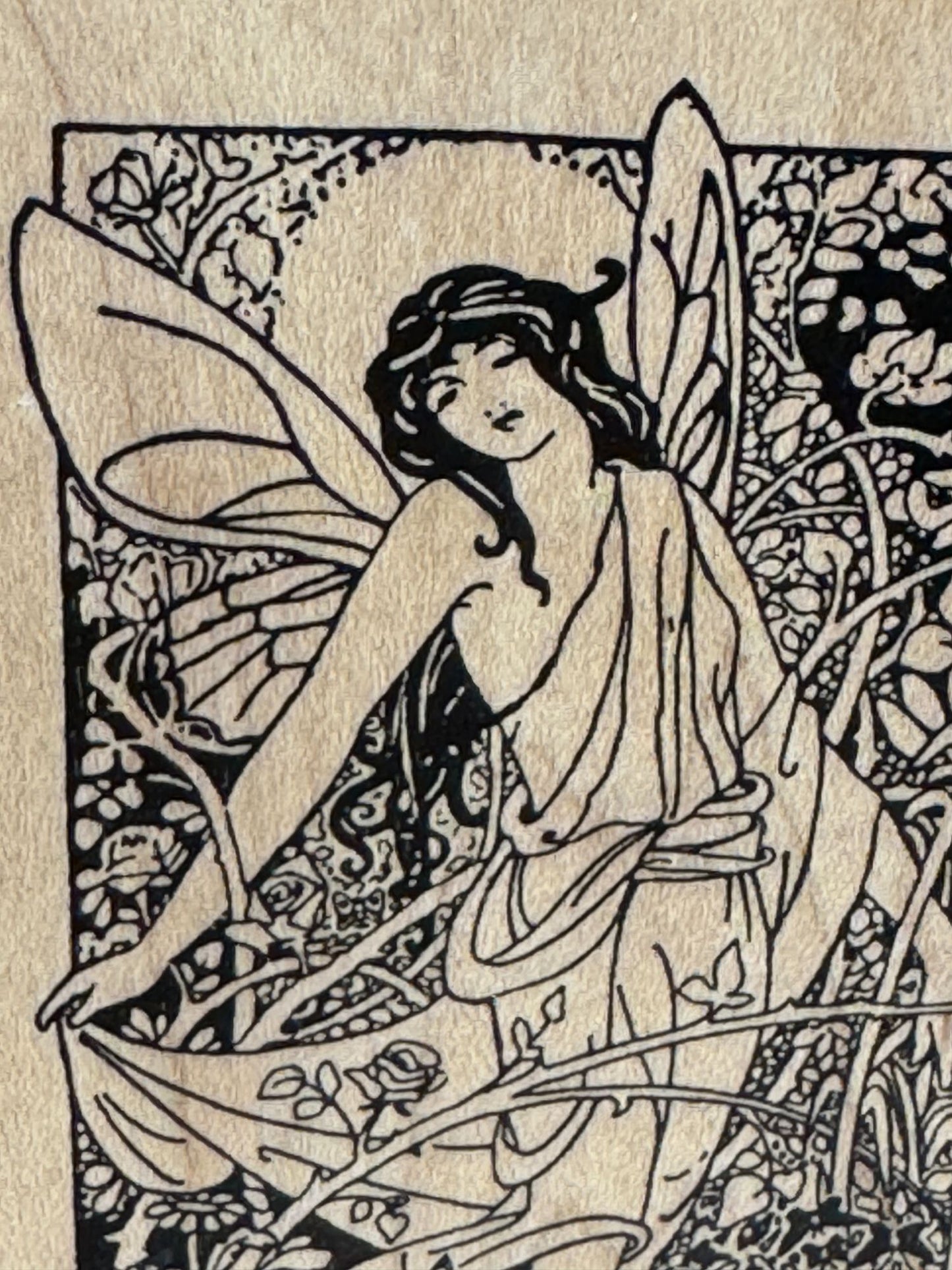 Stamp Francisco Rubber Stamp Fairy Garden Woodland Fantasy Rose Butterfly Large