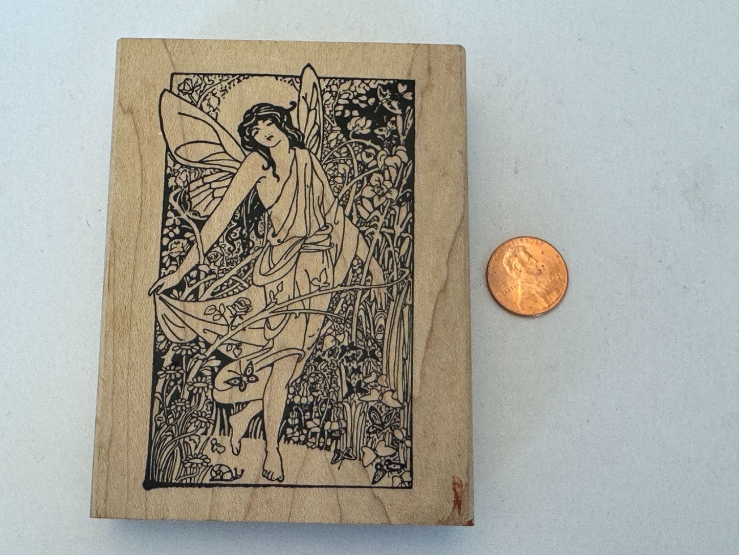 Stamp Francisco Rubber Stamp Fairy Garden Woodland Fantasy Rose Butterfly Large