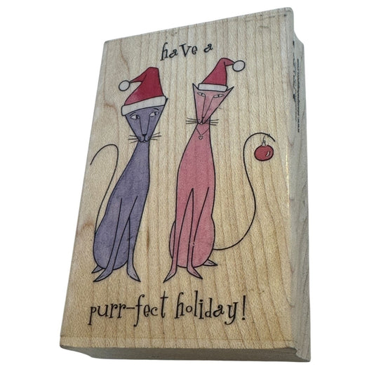 Stamps Happen Rubber Stamp Max and Lucy Purr-Fect Holiday Cat Christmas Funny