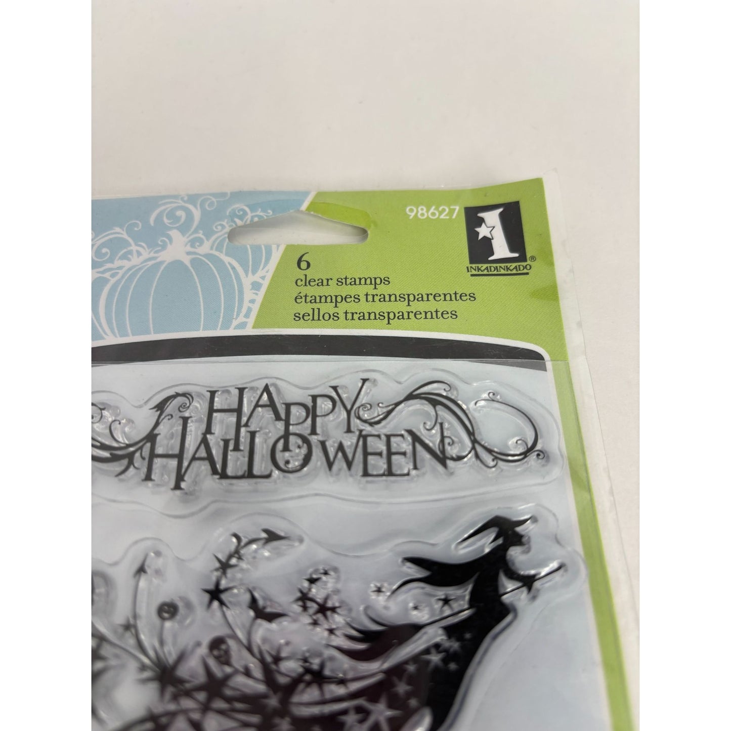 Inkadinkado Clear Stamps All Hallows Eve Happy Halloween Words Witch Spider Web
