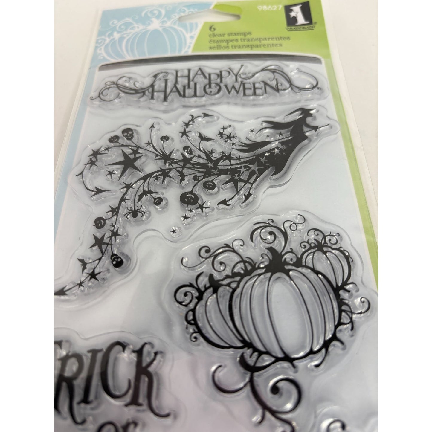 Inkadinkado Clear Stamps All Hallows Eve Happy Halloween Words Witch Spider Web