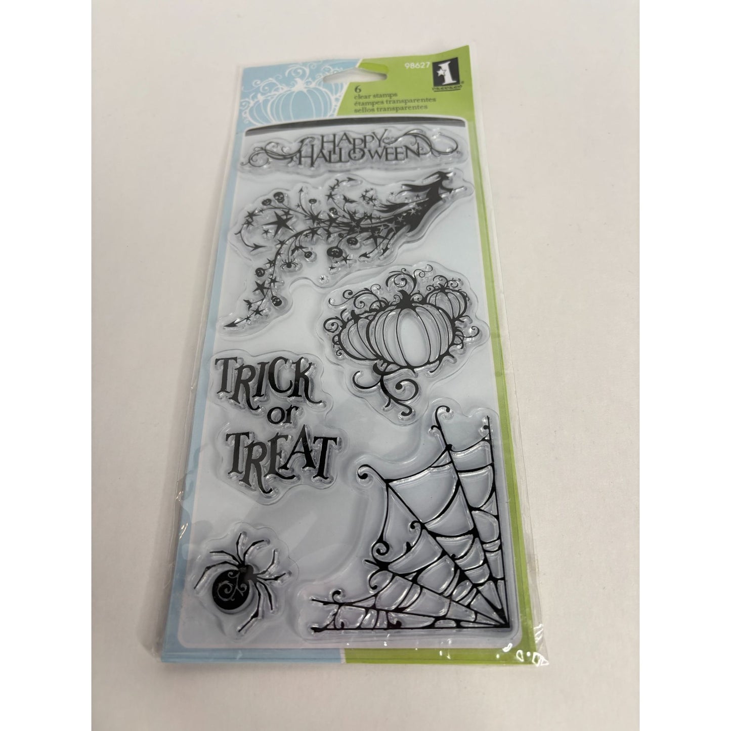 Inkadinkado Clear Stamps All Hallows Eve Happy Halloween Words Witch Spider Web