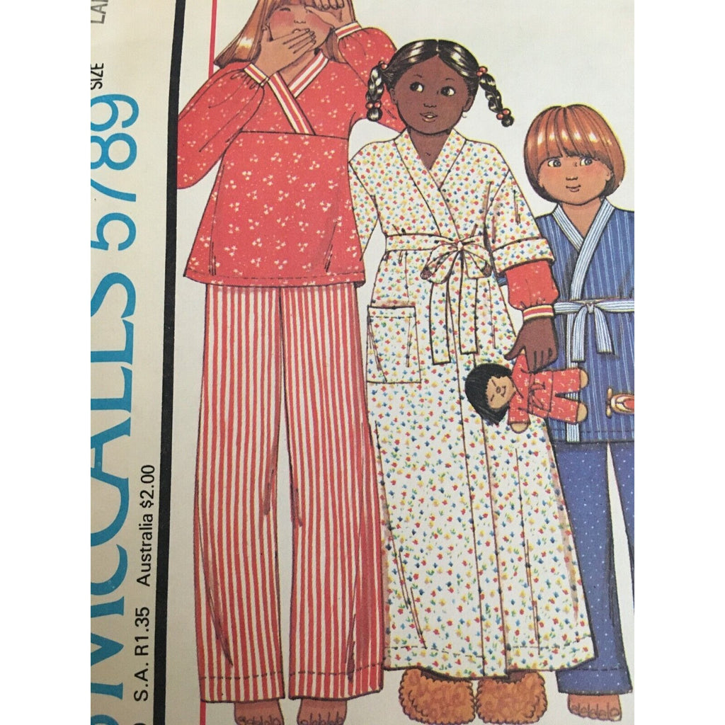 McCalls Sewing Pattern 5789 Girls Boys Robe Pajamas Sleepwear Sz Large 12-14 UC
