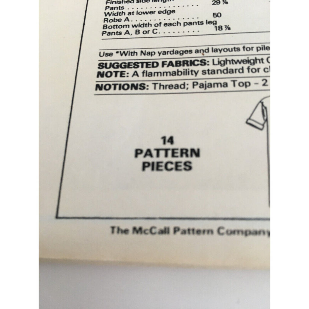 McCalls Sewing Pattern 5789 Girls Boys Robe Pajamas Sleepwear Sz Large 12-14 UC