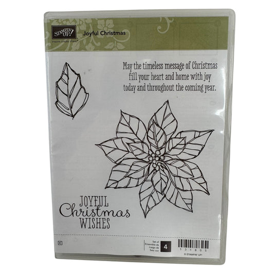 Stampin Up Rubber Stamp Set Joyful Christmas Wishes Poinsettia Large Holidays