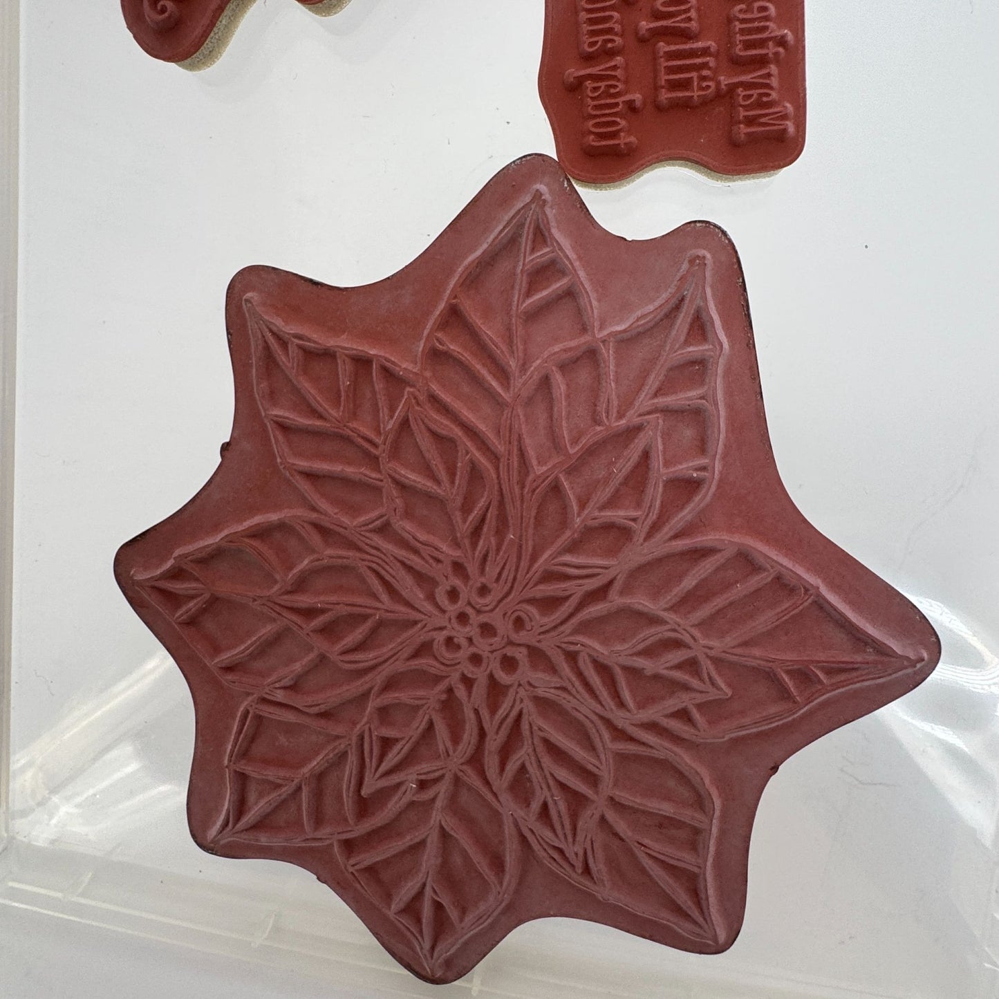 Stampin Up Rubber Stamp Set Joyful Christmas Wishes Poinsettia Large Holidays