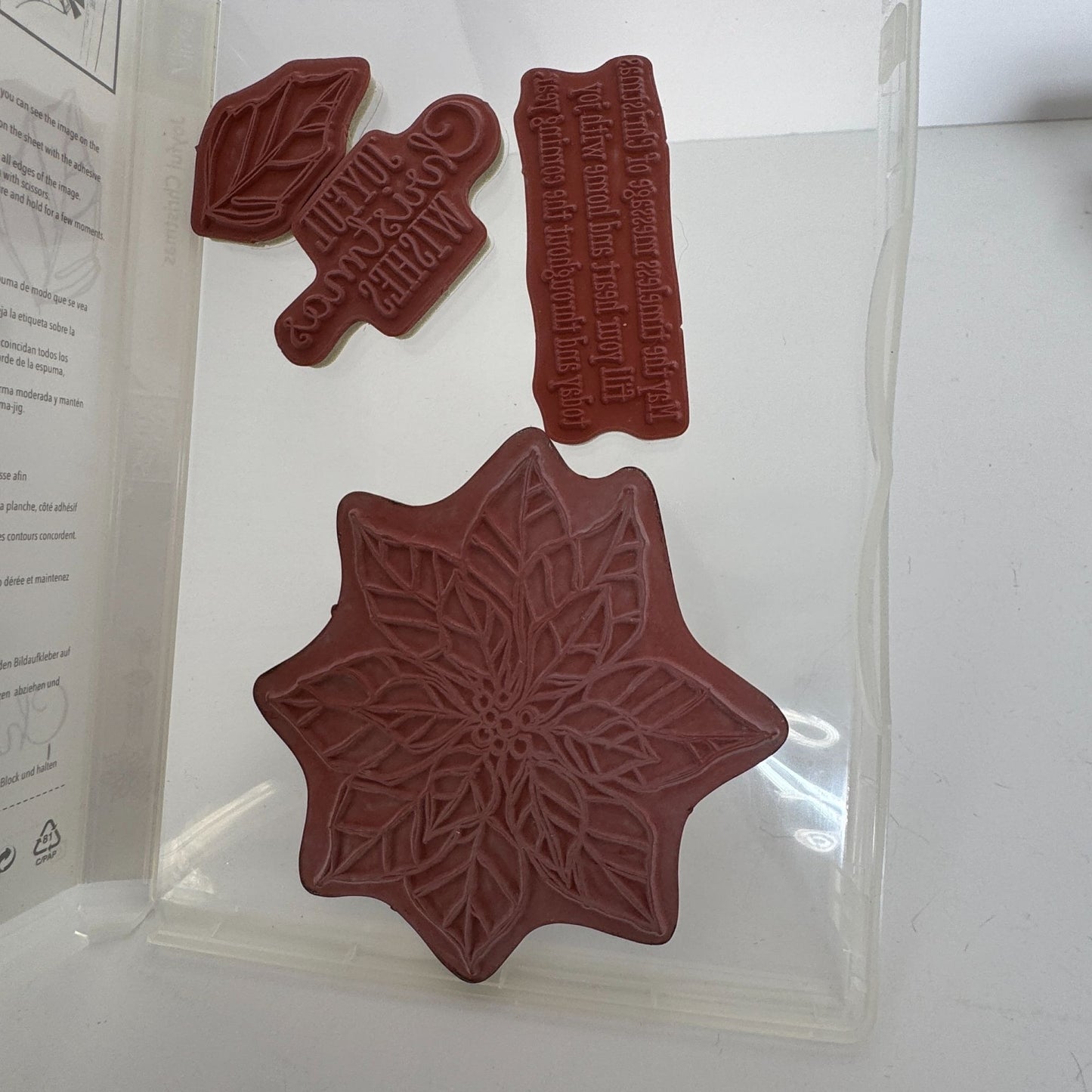 Stampin Up Rubber Stamp Set Joyful Christmas Wishes Poinsettia Large Holidays