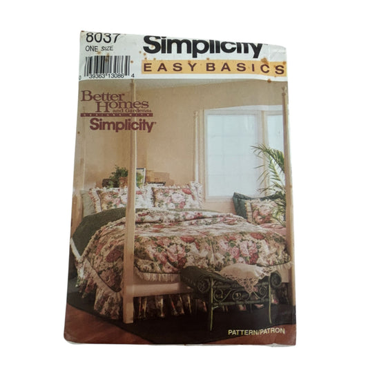 Simplicity Sewing Pattern 8037 Bedroom Bedding Ruffled Comforter Duvet Cover UC