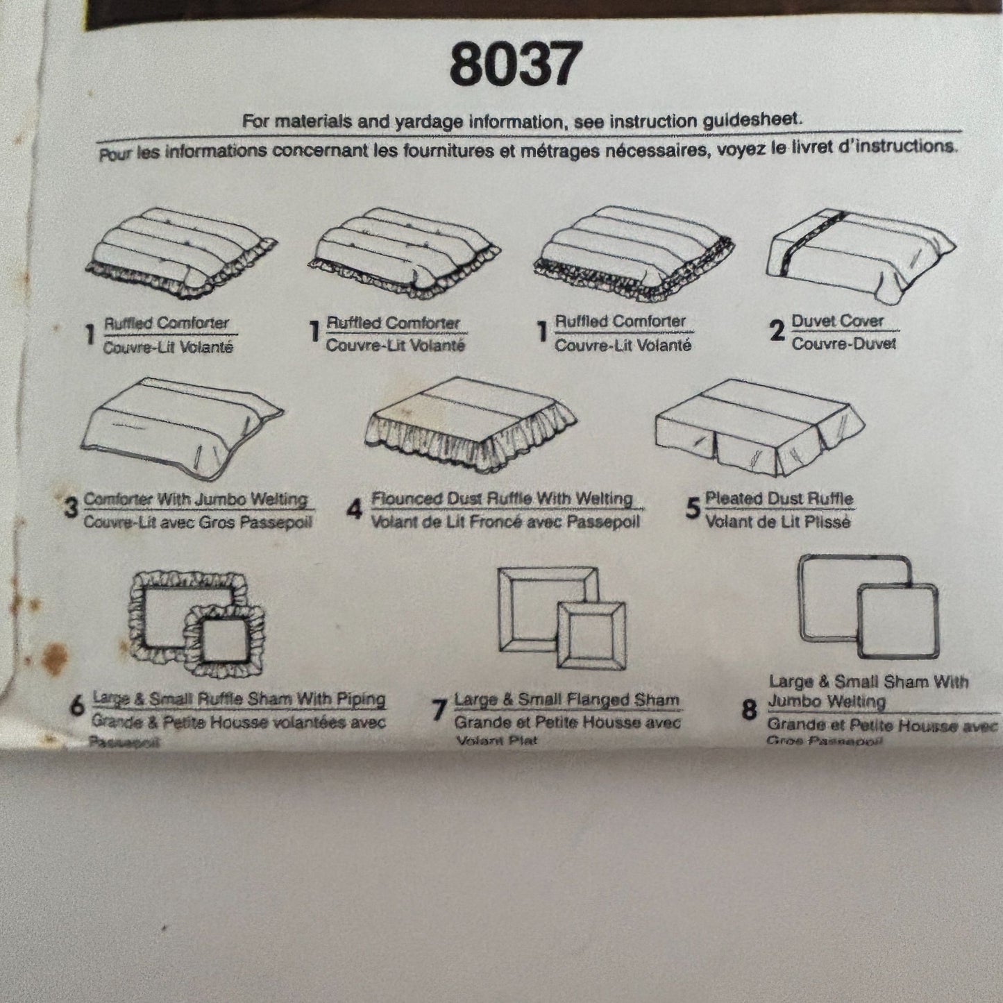 Simplicity Sewing Pattern 8037 Bedroom Bedding Ruffled Comforter Duvet Cover UC