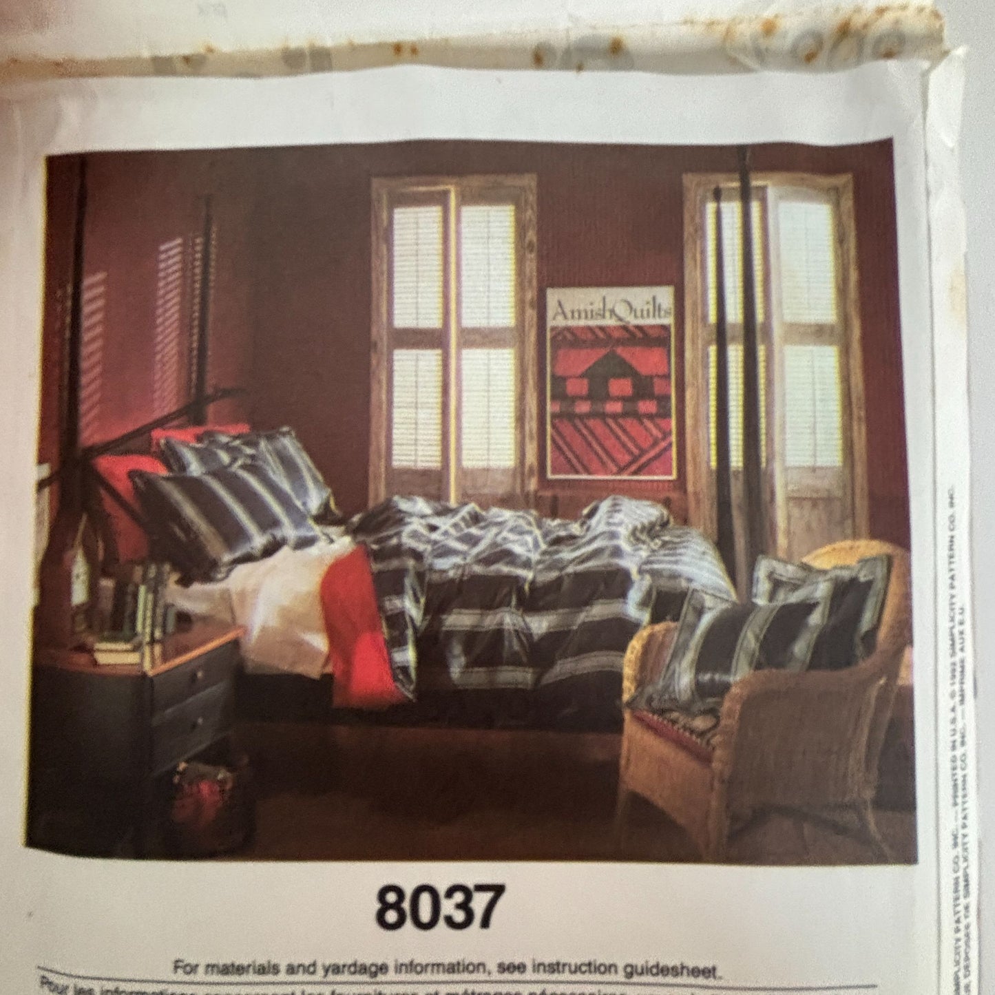 Simplicity Sewing Pattern 8037 Bedroom Bedding Ruffled Comforter Duvet Cover UC