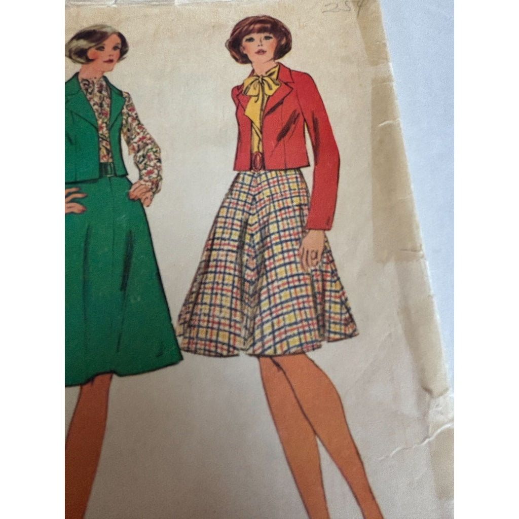 McCalls Sewing Pattern 3952 Jacket Vest Skirt Size 12 Bust 34 1970s Vintage UC