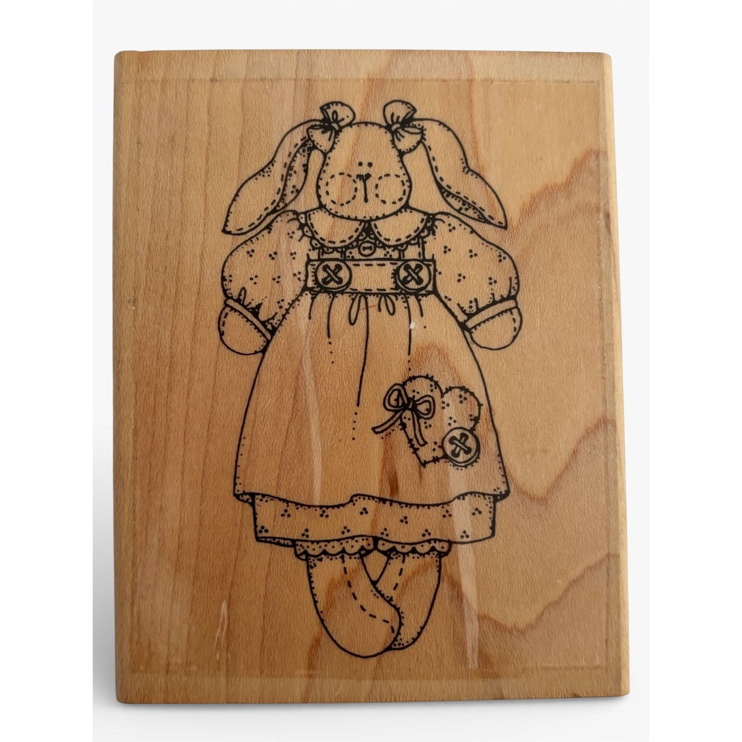 Bunny Doll Rubber Stamp Rabbit Rag Doll Country Patches Buttons Toy Cardmaking