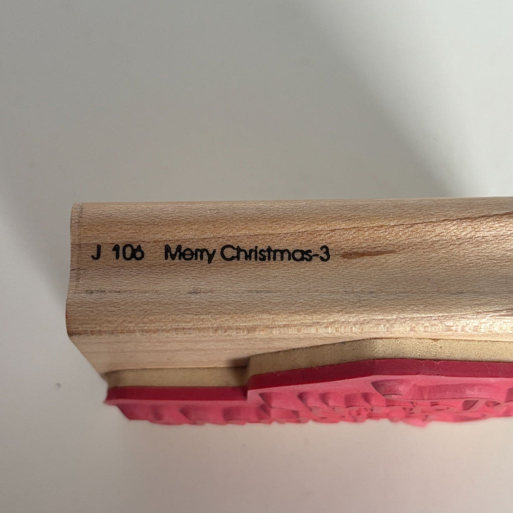 DOTS Wood Rubber Stamp Merry Christmas Card Making Sentiment Words Greeting J106