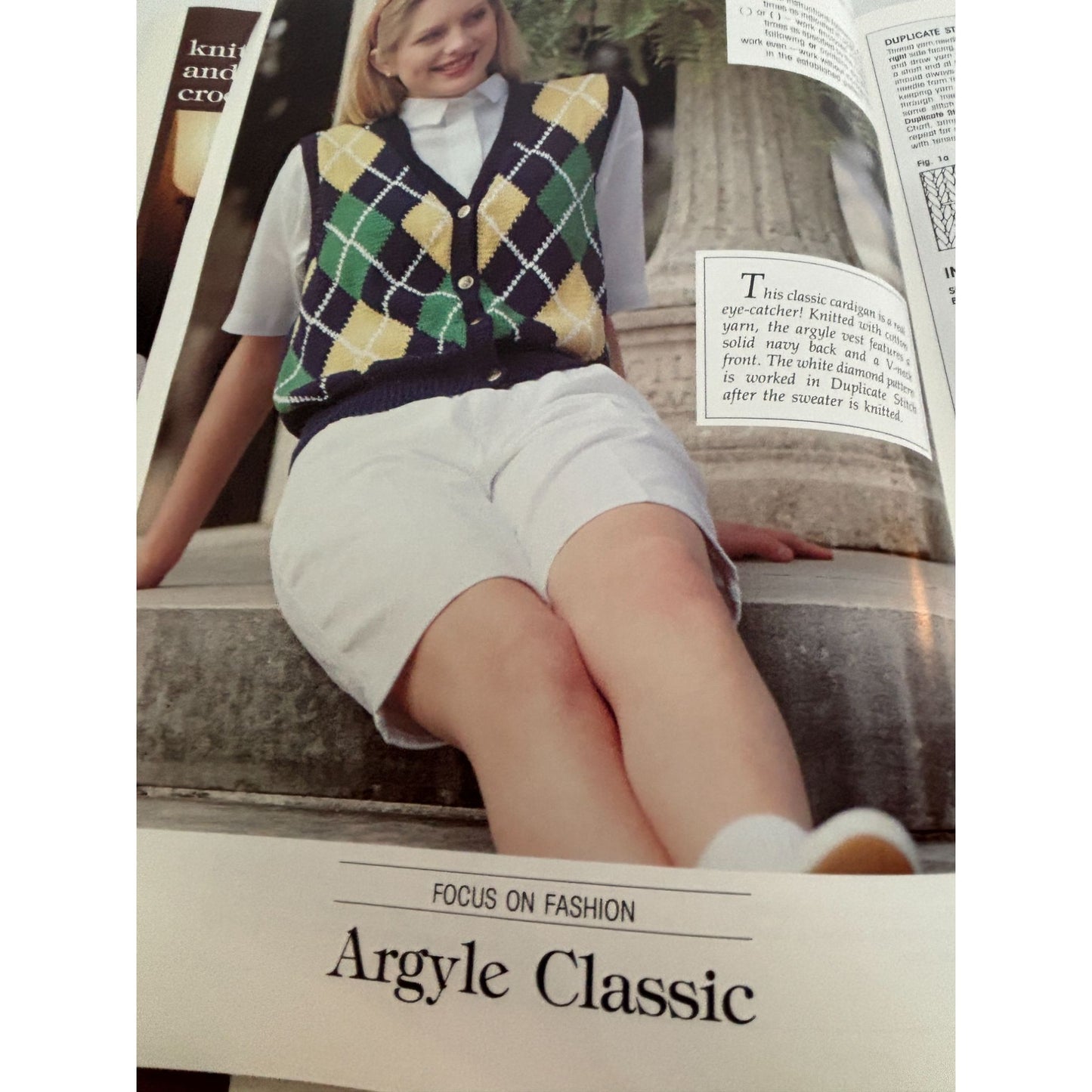Leisure Arts The Magazine June 1991 Knitting Argyle Sweater Pattern Cross Stitch