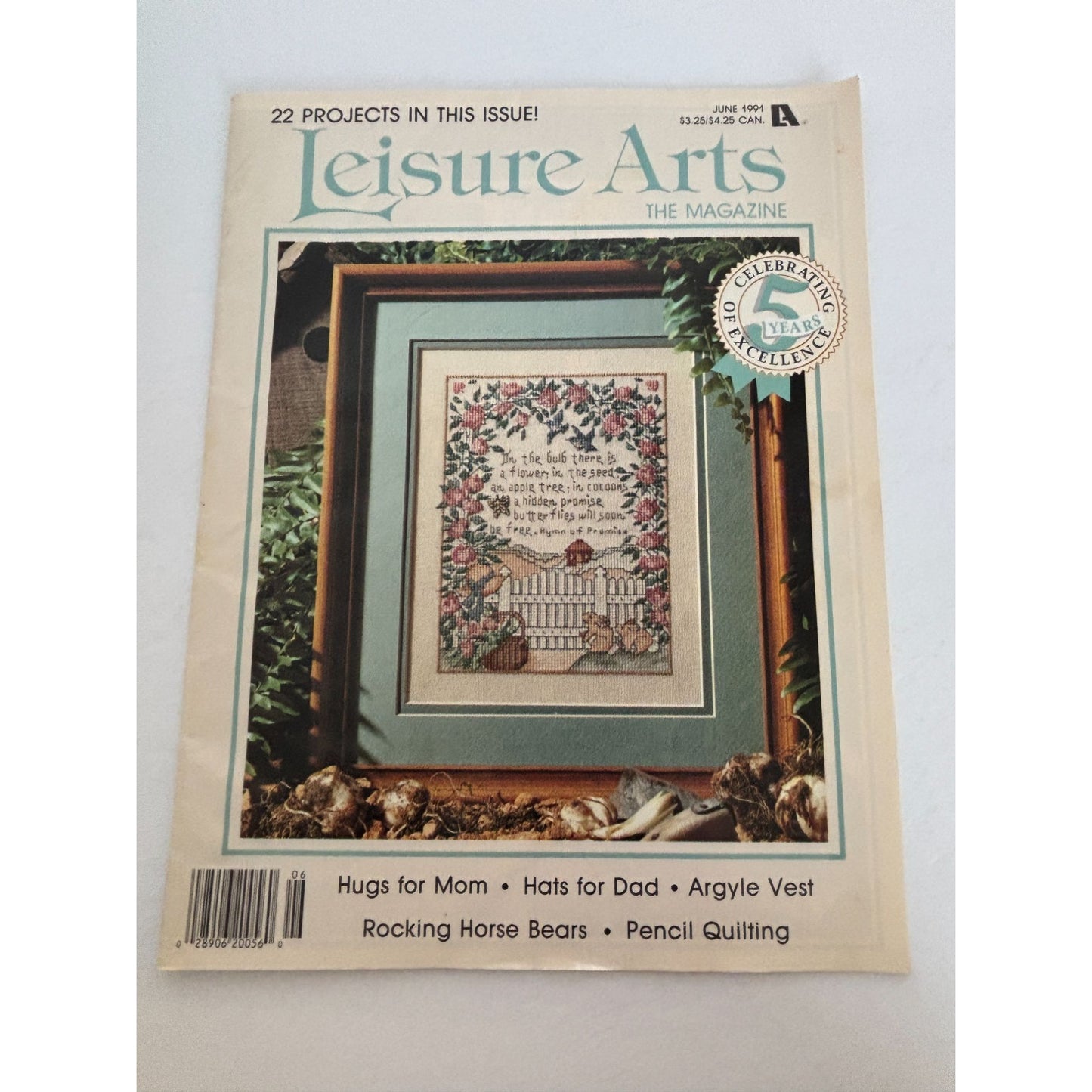 Leisure Arts The Magazine June 1991 Knitting Argyle Sweater Pattern Cross Stitch