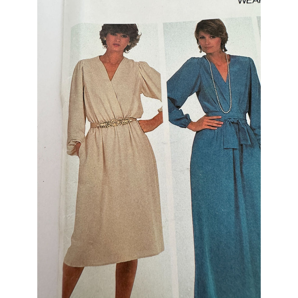 McCalls Sewing Pattern 7728 Long Dress and Tie Belt 16 18 20 Vintage 1980s Uncut
