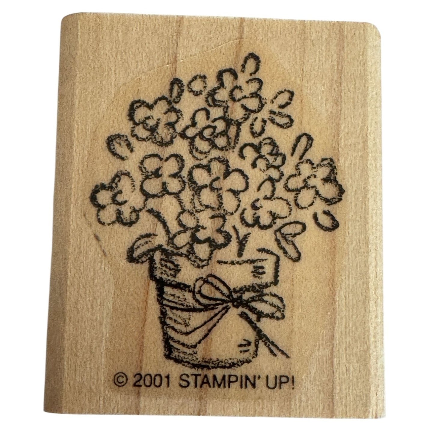 Stampin Up Rubber Stamp Floral Basket Flowers Spring Mothers Day Cardmaking Wood