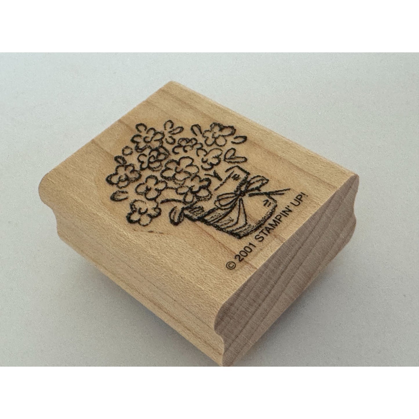 Stampin Up Rubber Stamp Floral Basket Flowers Spring Mothers Day Cardmaking Wood