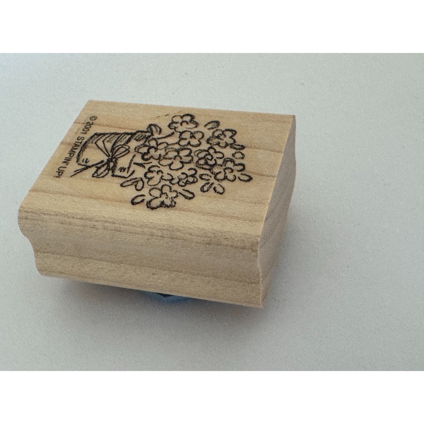 Stampin Up Rubber Stamp Floral Basket Flowers Spring Mothers Day Cardmaking Wood