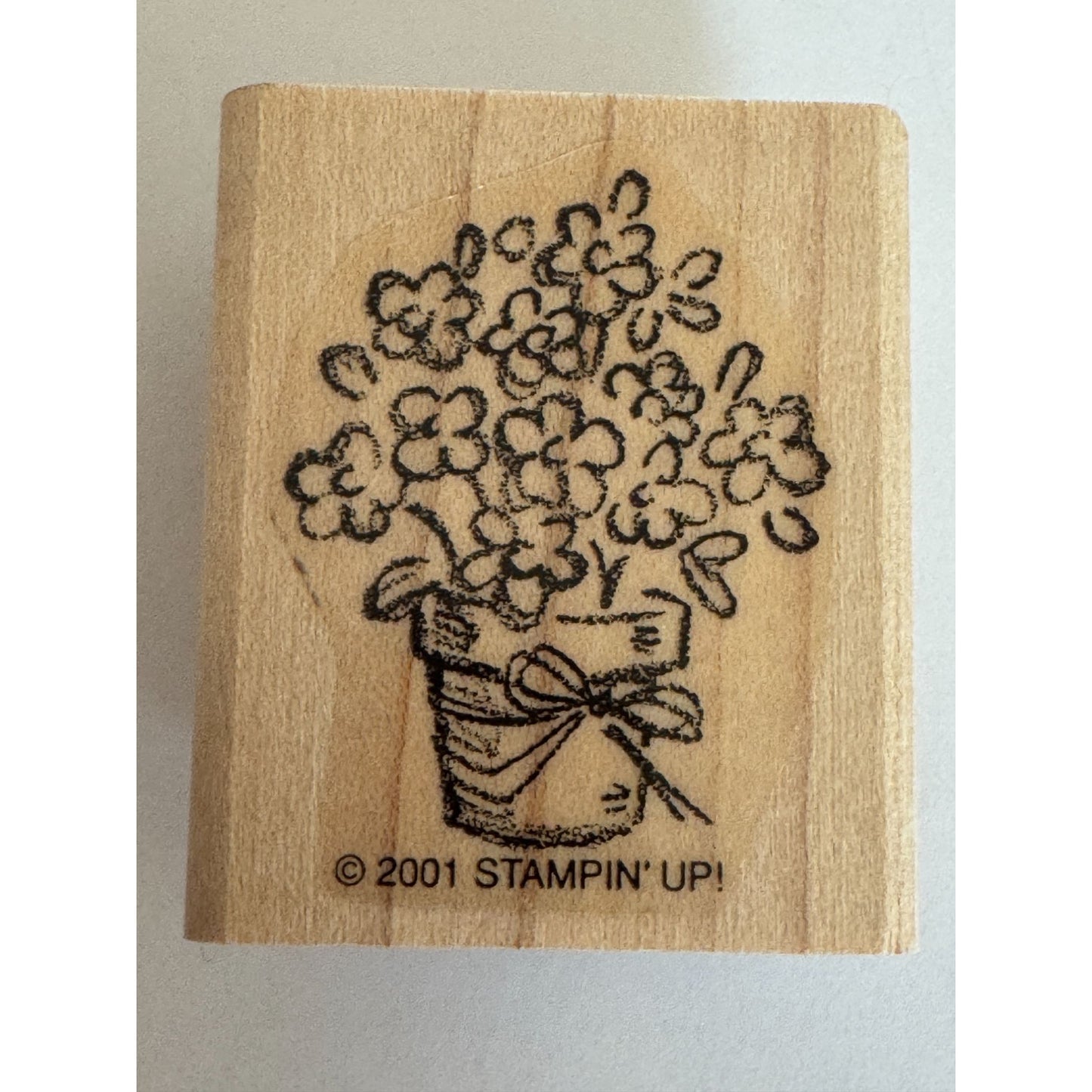 Stampin Up Rubber Stamp Floral Basket Flowers Spring Mothers Day Cardmaking Wood