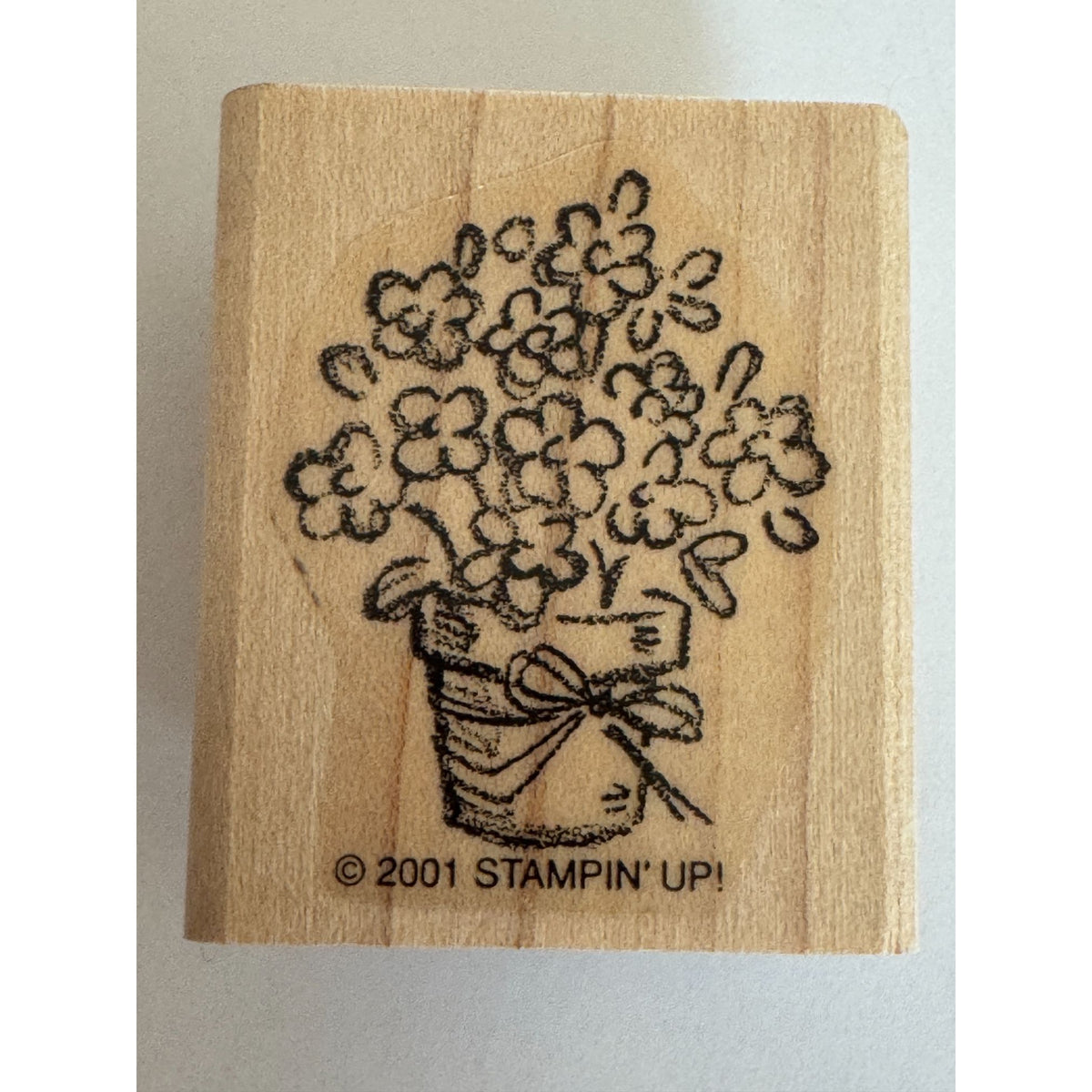 Stampin Up Rubber Stamp Floral Basket Flowers Spring Mothers Day Cardmaking Wood