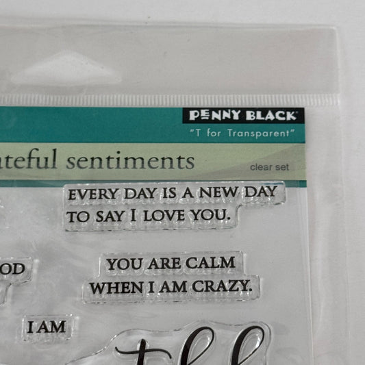 Penny Black Clear Stamp Set Grateful Sentiments Thank You Cardmaking Words Transparent Craft Friendship