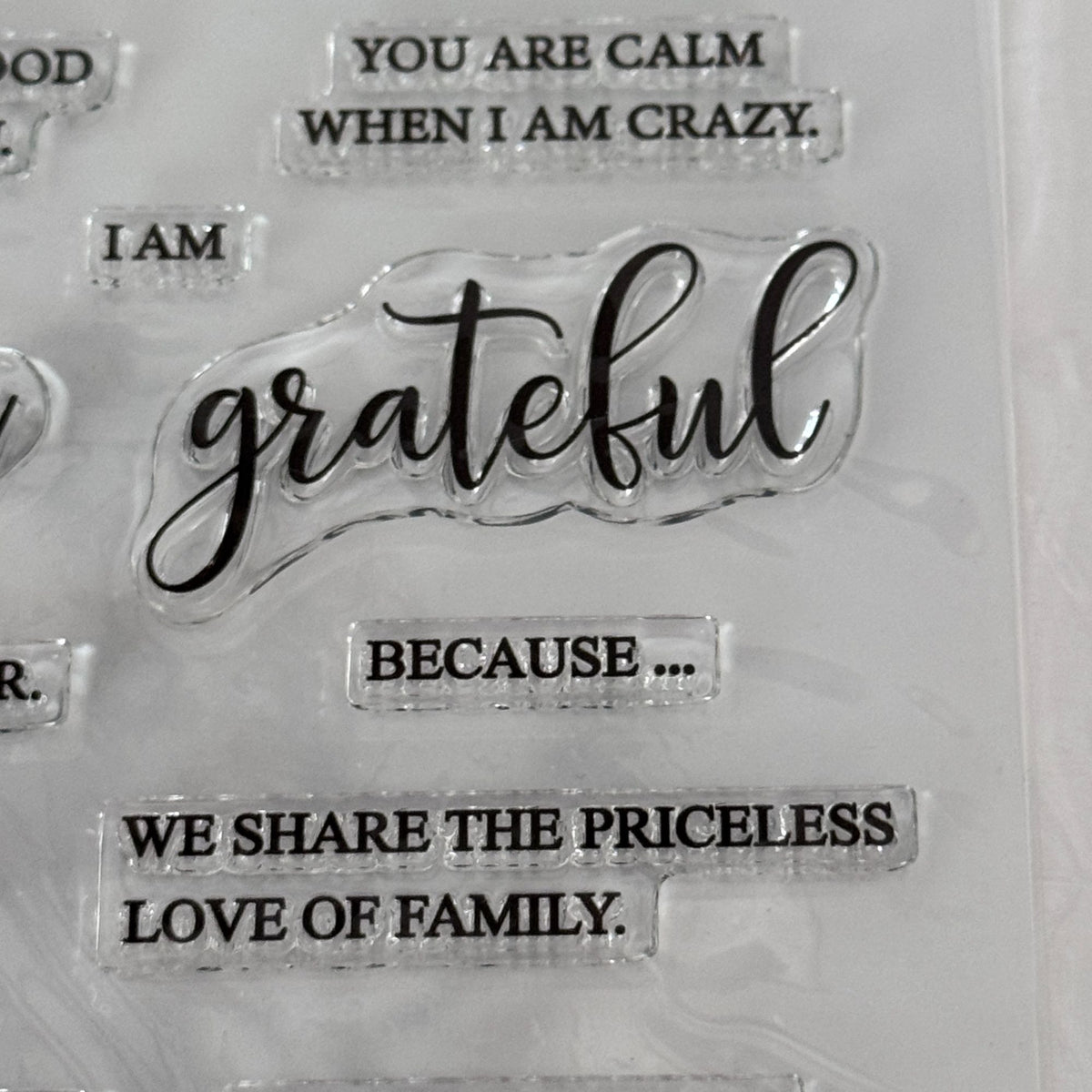 Penny Black Clear Stamp Set Grateful Sentiments Thank You Cardmaking Words Transparent Craft Friendship