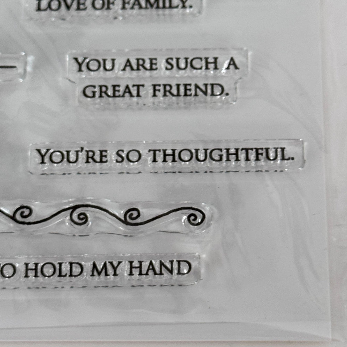 Penny Black Clear Stamp Set Grateful Sentiments Thank You Cardmaking Words Transparent Craft Friendship