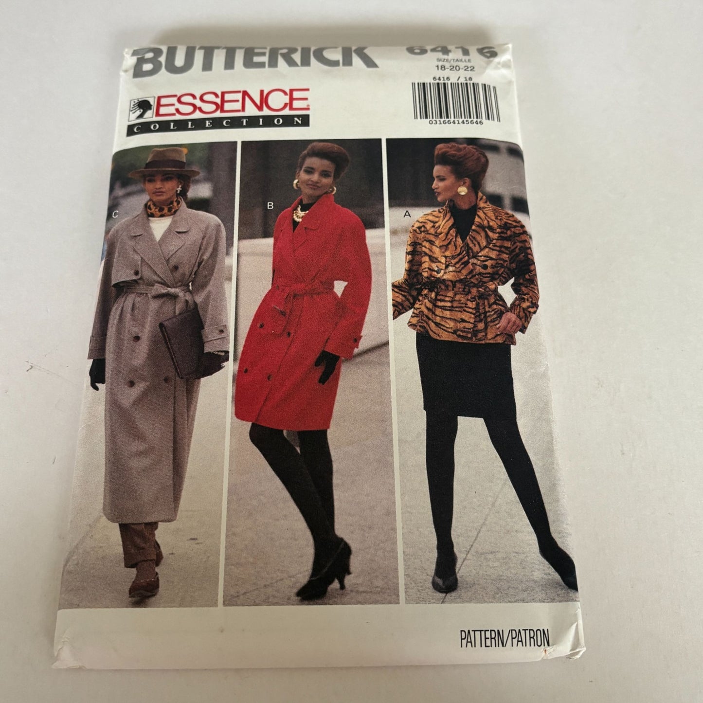 Butterick Sewing Pattern 6416 Coat 90s Power Suit Jacket Skirt Classic Tailored 18-22 Uncut