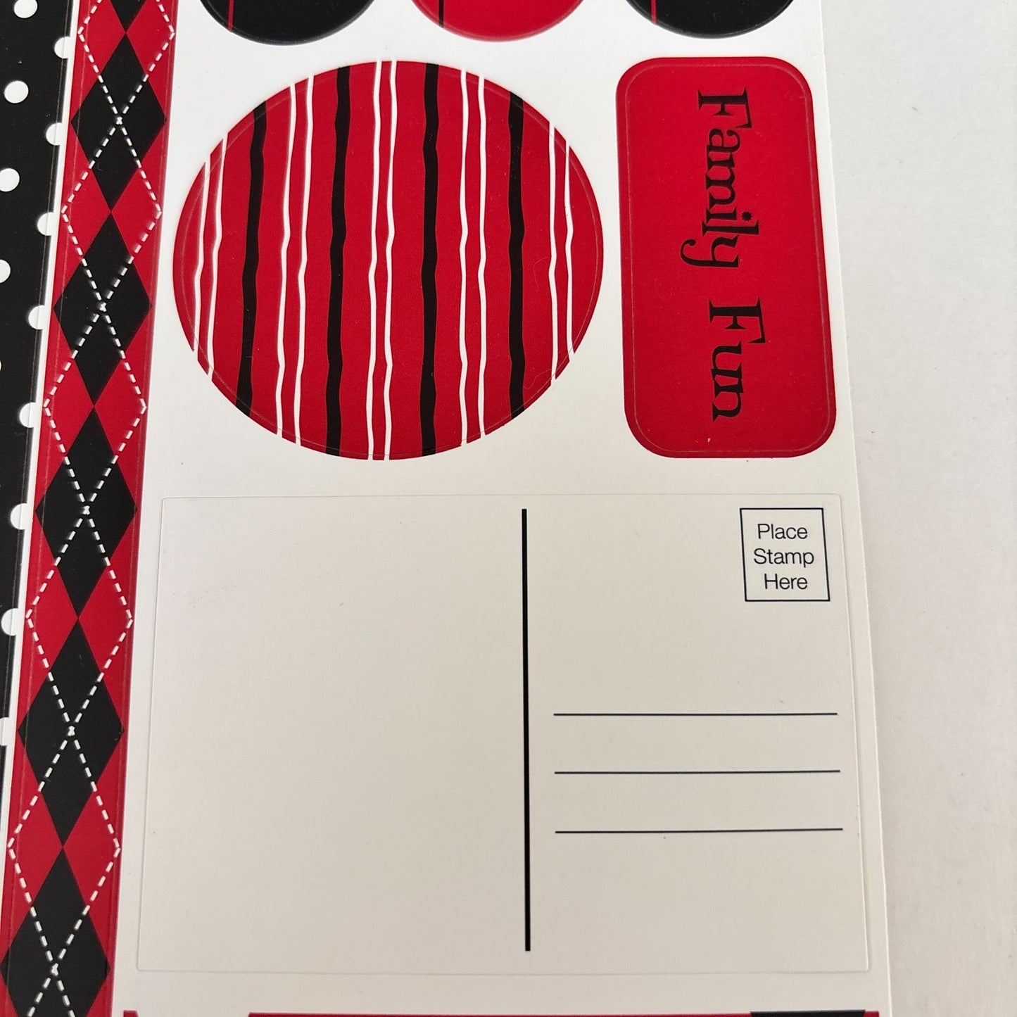 Boxer Scrapbook Stickers Family Fun Travel Acid-Free Archival Safe Polka Dot Red Black Set