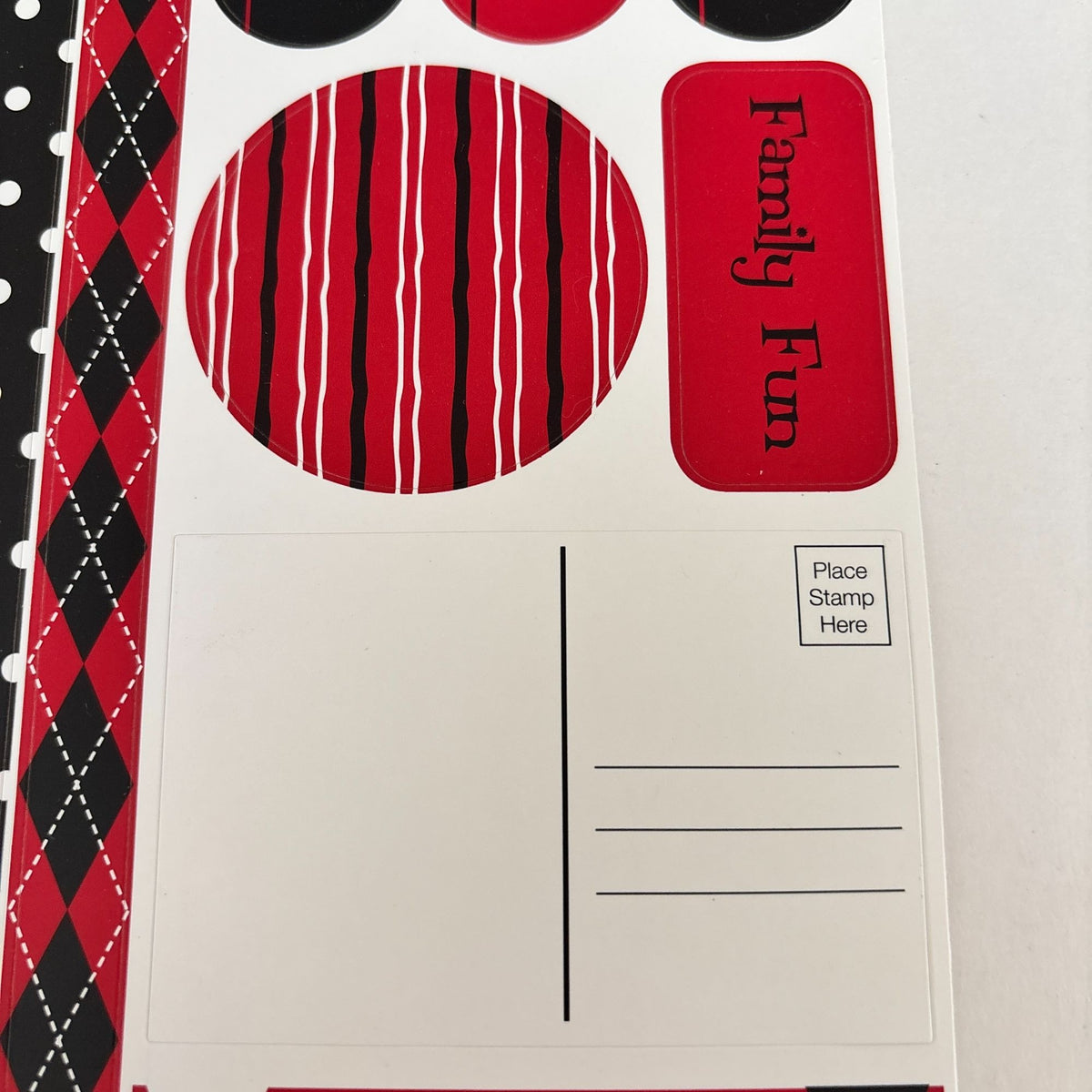 Boxer Scrapbook Stickers Family Fun Travel Acid-Free Archival Safe Polka Dot Red Black Set