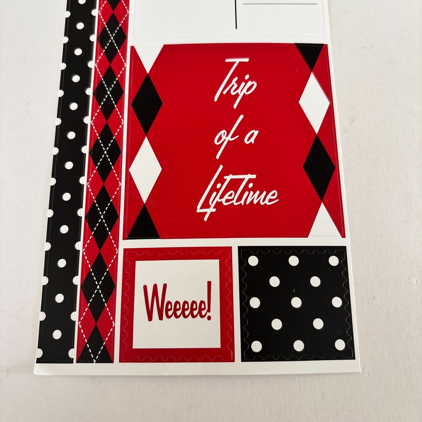 Boxer Scrapbook Stickers Family Fun Travel Acid-Free Archival Safe Polka Dot Red Black Set