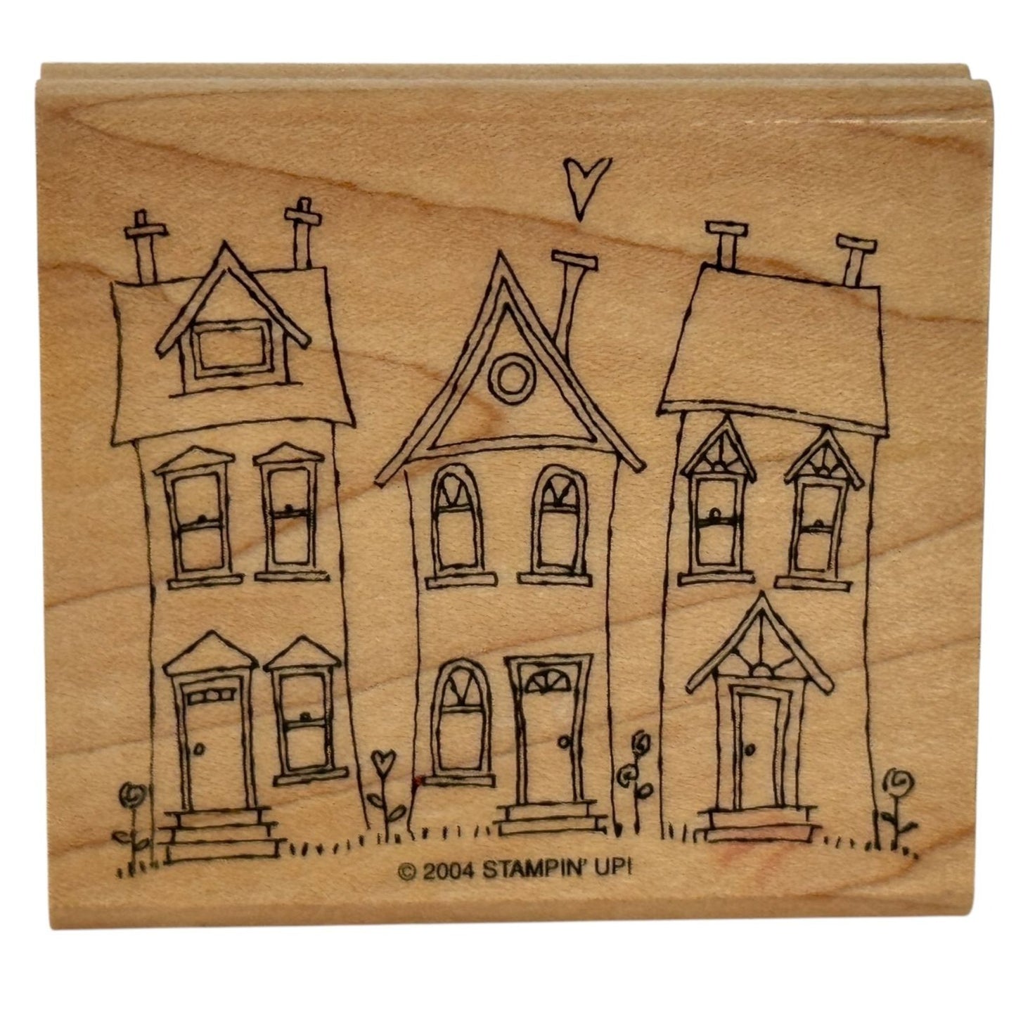 Stampin Up Rubber Stamp Houses Neighbor Real Estate Neighborhood Village Wooden