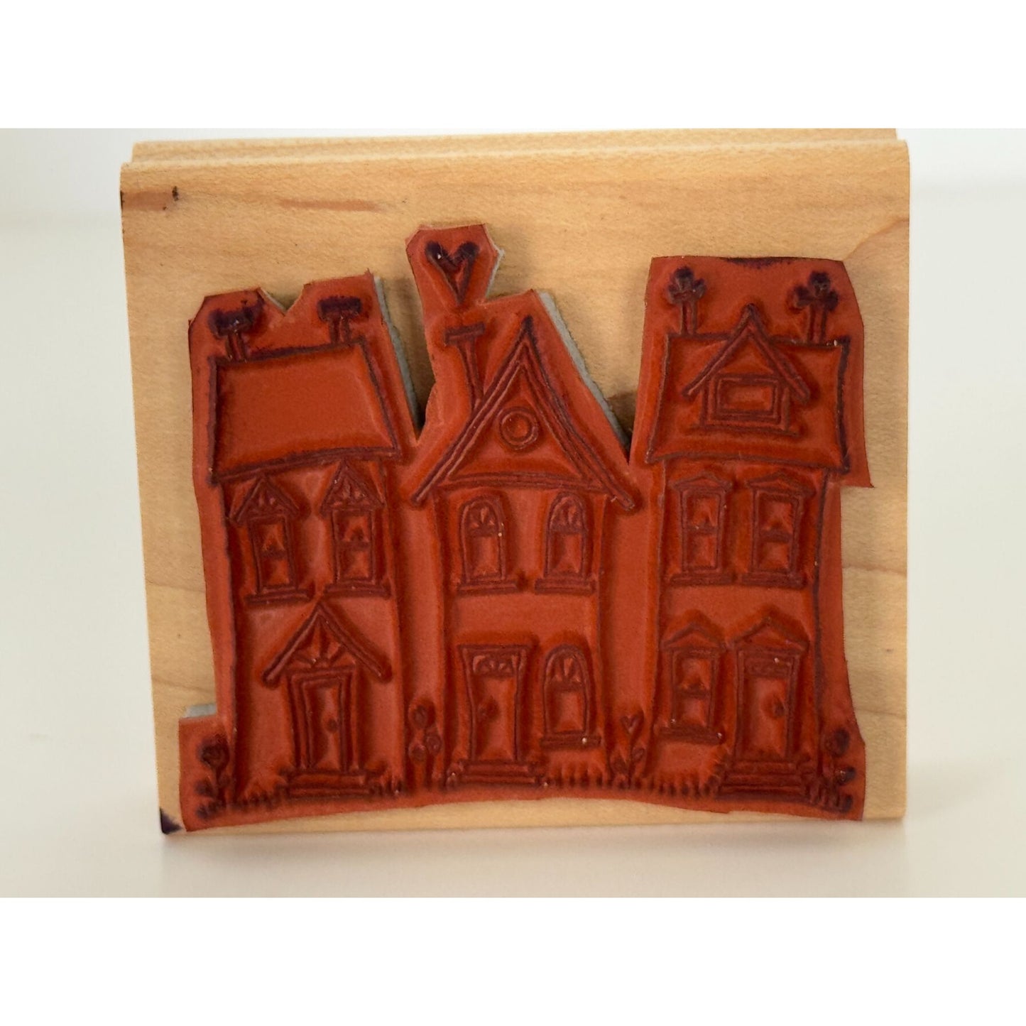 Stampin Up Rubber Stamp Houses Neighbor Real Estate Neighborhood Village Wooden