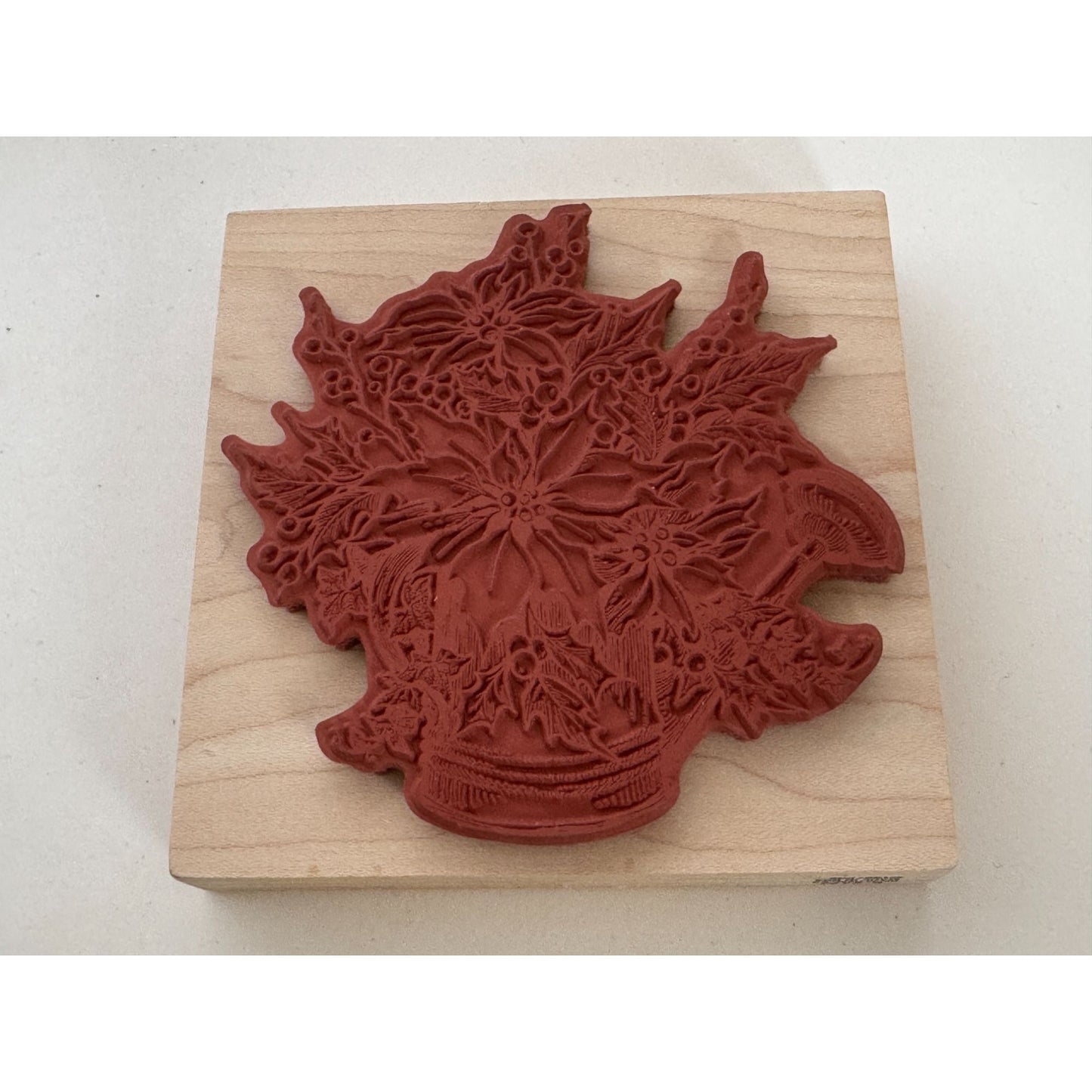 PSX Rubber Stamp Christmas Poinsettia Watering Can Country Holidays Holly K-2373