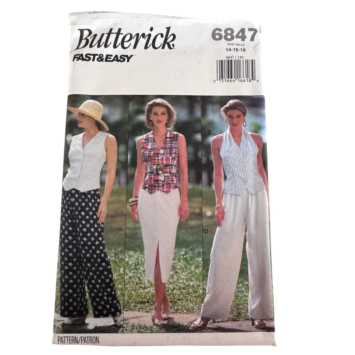 Butterick Sewing Pattern 6847 Top Pants Skirt 90s Minimalist Easy 14-18 Uncut Vintage Summer