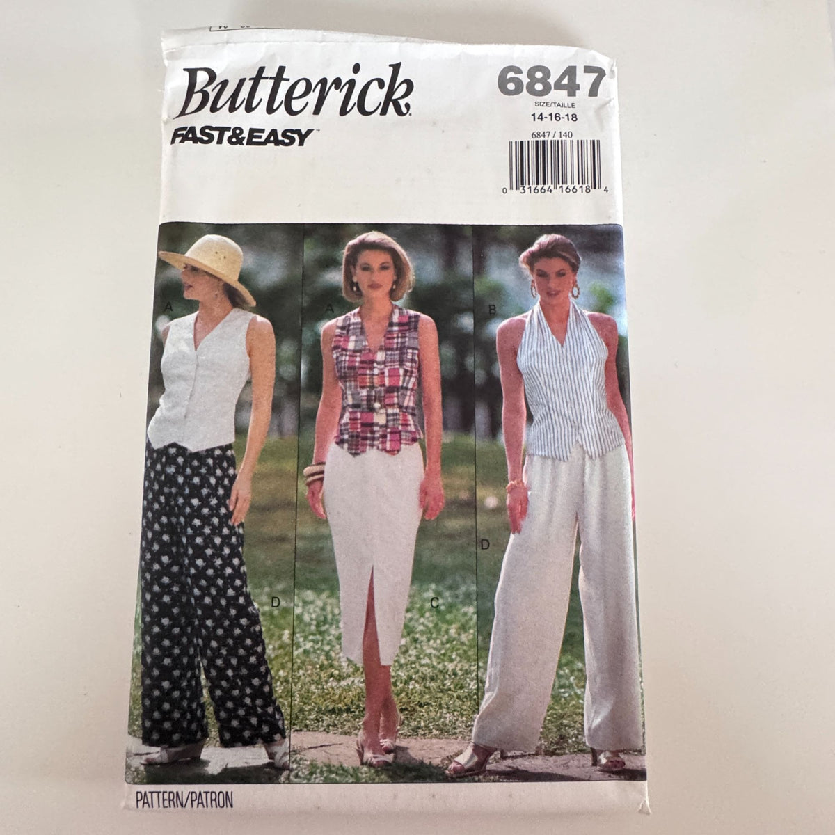 Butterick Sewing Pattern 6847 Top Pants Skirt 90s Minimalist Easy 14-18 Uncut Vintage Summer