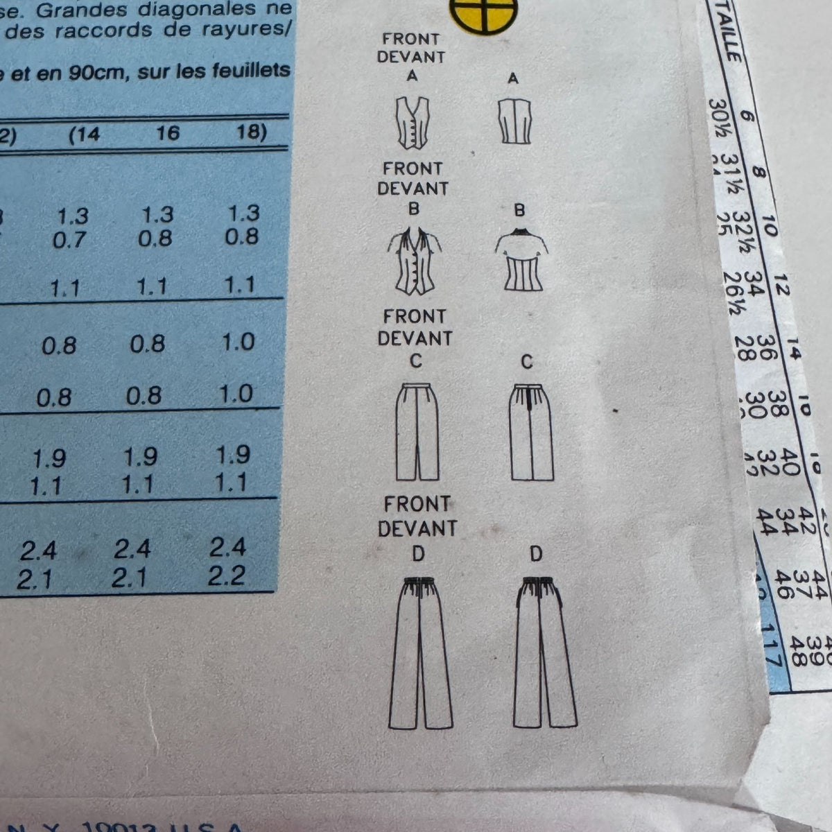 Butterick Sewing Pattern 6847 Top Pants Skirt 90s Minimalist Easy 14-18 Uncut Vintage Summer