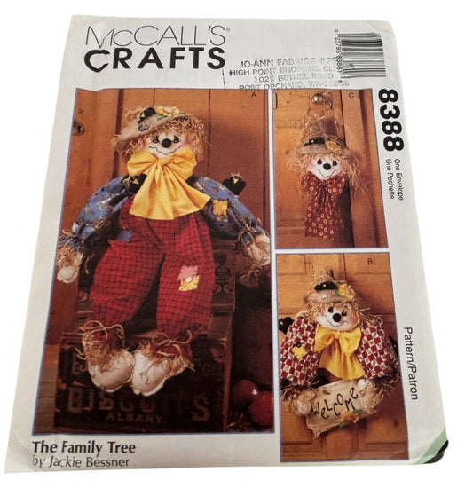 McCalls Crafts Sewing Pattern 8388 Scarecrow Doll Door Wreath Fall Home Decor UC