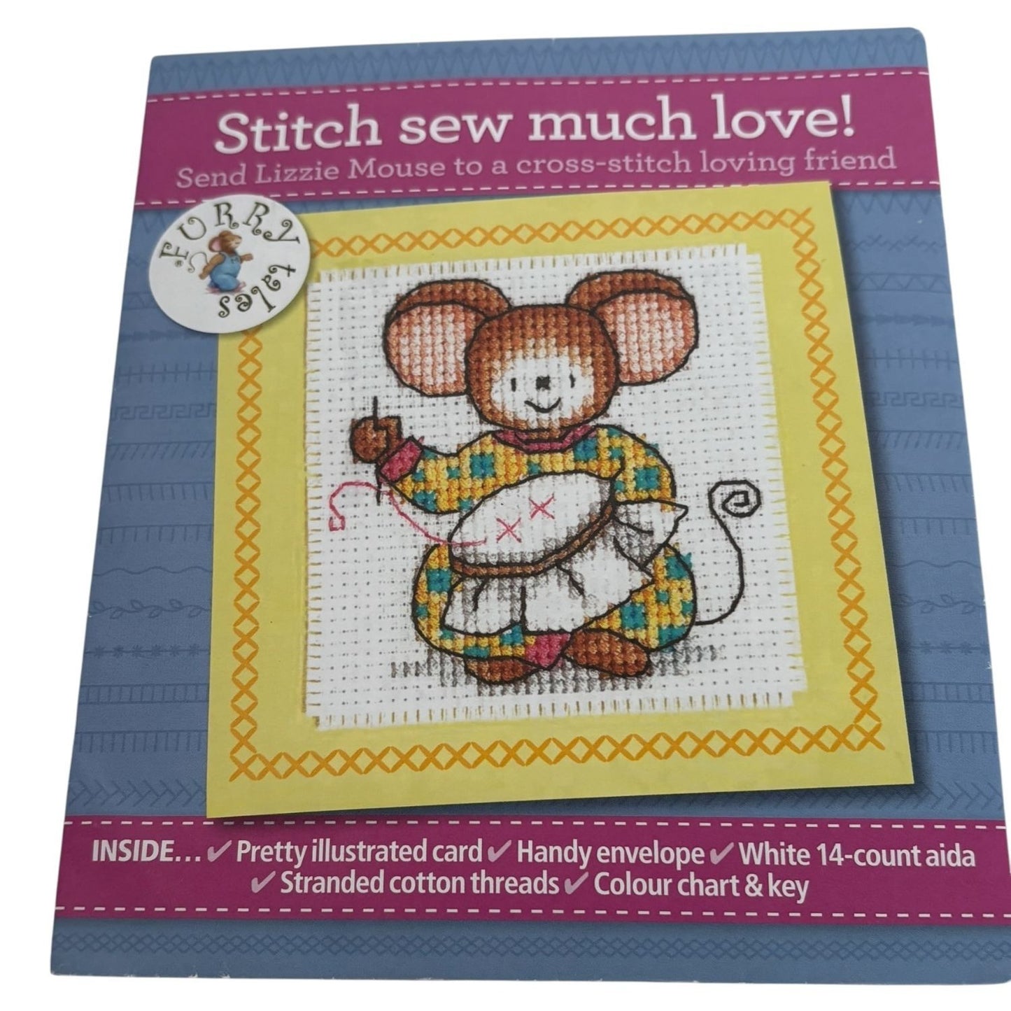 The World of Cross Stitching Cross Stitch Kit Stitch Sew Much Love Card Mouse