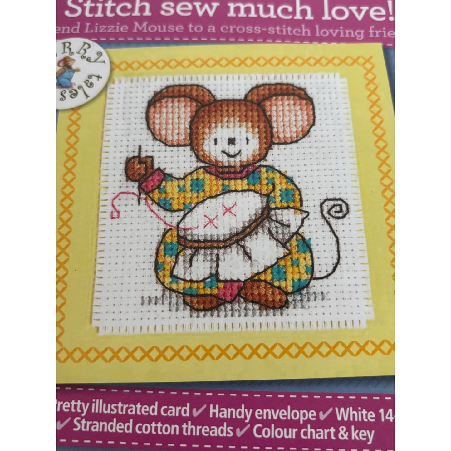 The World of Cross Stitching Cross Stitch Kit Stitch Sew Much Love Card Mouse