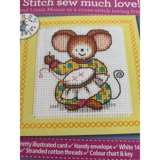 The World of Cross Stitching Cross Stitch Kit Stitch Sew Much Love Card Mouse