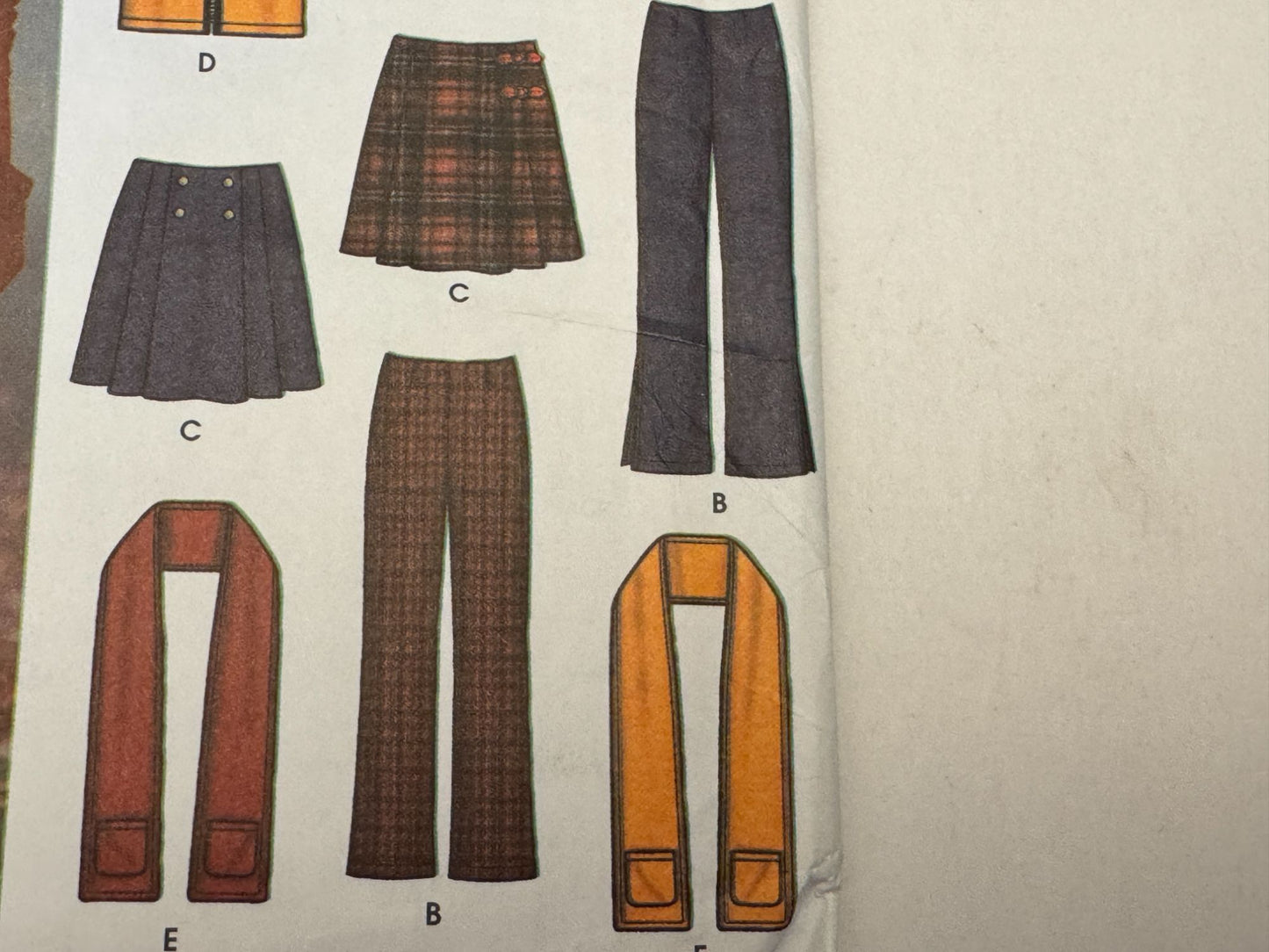 Simplicity Sewing Pattern 5945 Pants Skirt Vest Scarf Top Girls 8-16 Preppy Easy